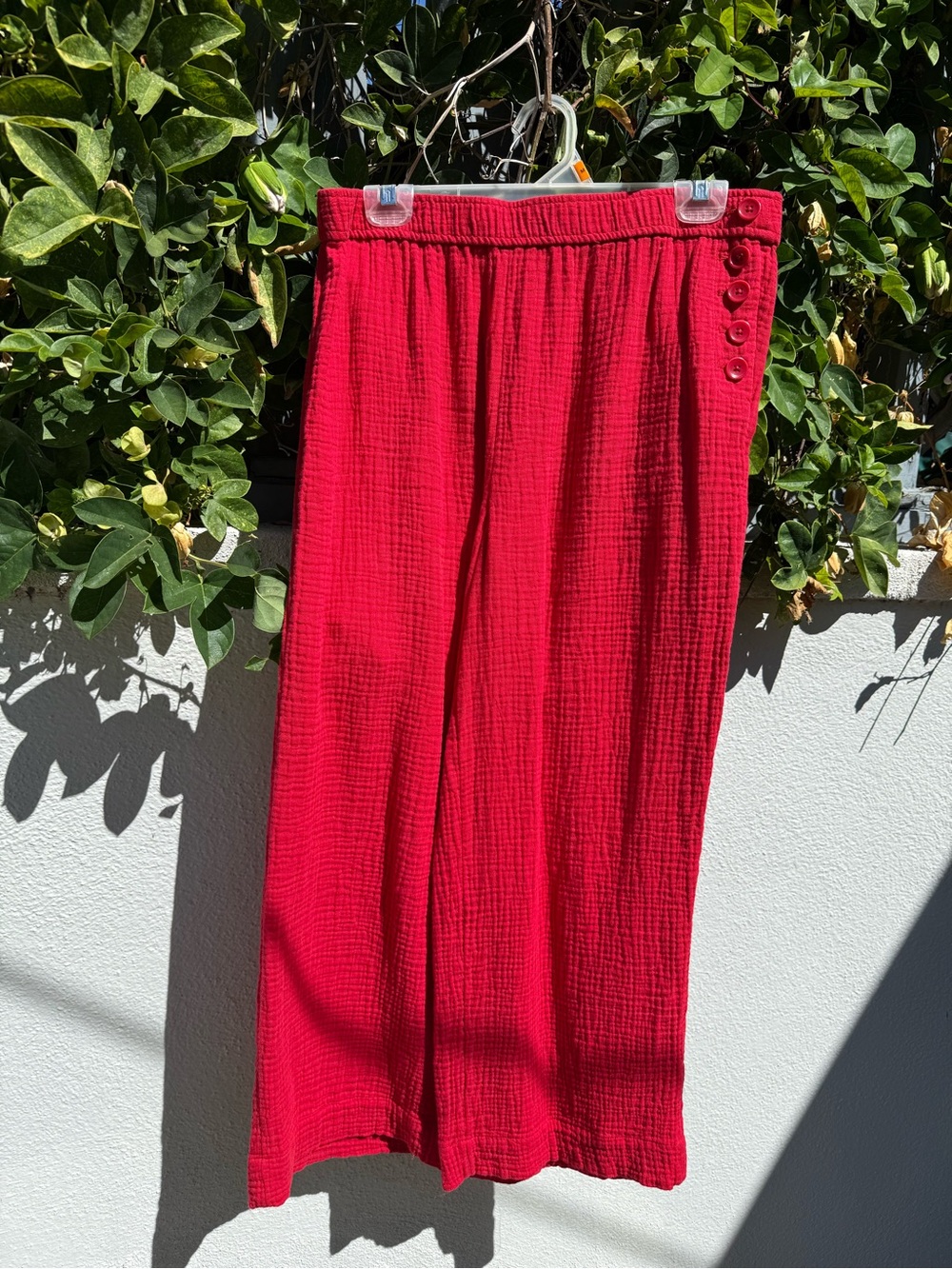 Talbots Red Gauze Pants with Side Button Detail M
